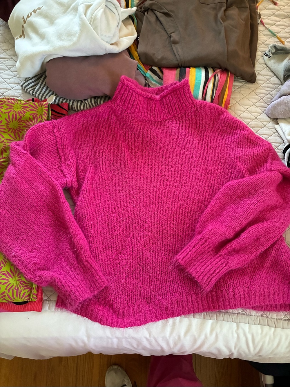 Abound Bright Hot Pink Cowl Neck Sweater